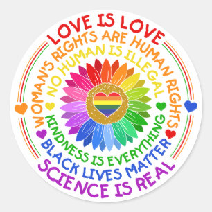 Florale regenboog politieke en sociale standaard ronde sticker
