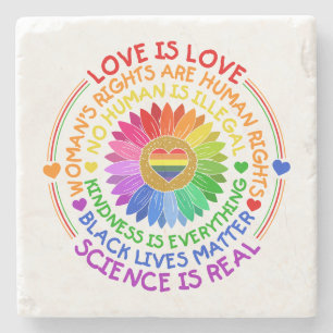 Florale regenboog politieke en sociale standaard stenen onderzetter
