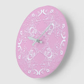 Florale retro roze kant design. grote klok (Hoek)