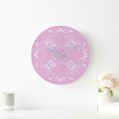 Florale retro roze kant design. grote klok (Huis)