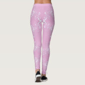 Florale retro roze kant design. leggings (Achterkant)