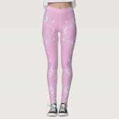 Florale retro roze kant design. leggings (Voorkant)