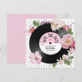  florale retro vinyl Save the Date Wedding Kaart (Voorkant / Achterkant)