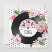  florale retro vinyl Save the Date Wedding Kaart (Voorkant)
