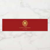 Florale rode Chinese bruiloft dubbel geluk Waterfles Etiket (Enkel label)