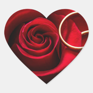 Florale rode roos met ring Huwelijk Hart Sticker