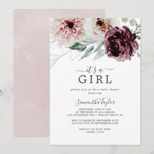 Florale Romance Het is een meisje Baby shower Kaart