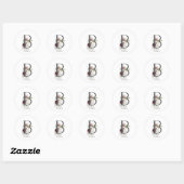 Florale Romantische Letter B Monogram Envelopzegel Ronde Sticker (Vel)