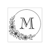 Florale Ronde Frame Aangepaste Initiële Monogram Rubberstempel (Afrduk)