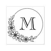 Florale Ronde Frame Aangepaste Initiële Monogram Zelfinktende Stempel (Design)
