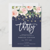 florale roustische verlichting marine 30e verjaard kaart (Voorkant)