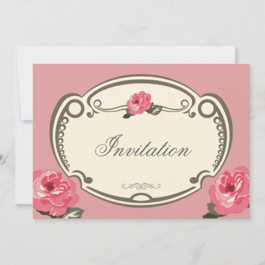  florale roze multifunctionele uitnodigingskaart kaart (Voorkant)