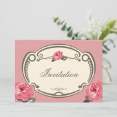  florale roze multifunctionele uitnodigingskaart kaart (Staand voorkant)