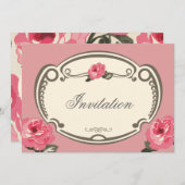  florale roze multifunctionele uitnodigingskaart kaart (Voorkant / Achterkant)