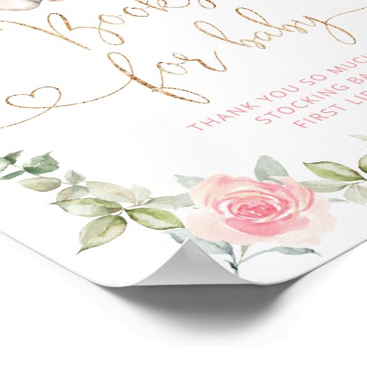 Florale roze olifantenboeken voor baby poster (Hoek)
