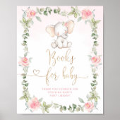 Florale roze olifantenboeken voor baby poster (Voorkant)