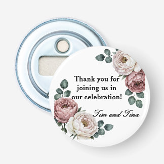 Florale Roze Trouw Favoriet Flesopener Button Flesopener