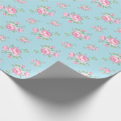 florale rozen klassiek lichtblauw cadeaupapier (Hoek)