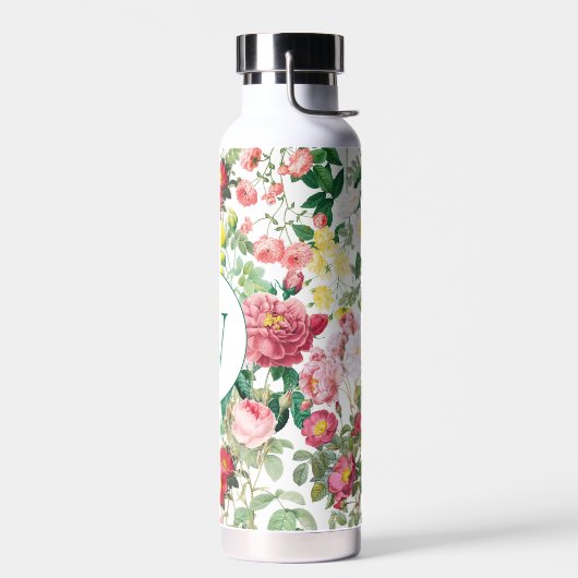 Florale Rozen  lentestuin monogrammen Waterfles (Links)