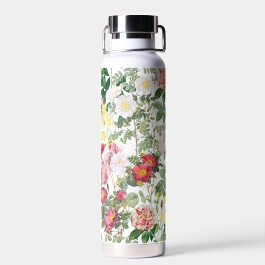 Florale Rozen  lentestuin monogrammen Waterfles (Achterkant)