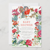 florale rozen tuindieren baby shower kaart (Voorkant)