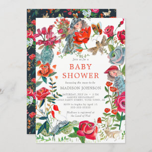 florale rozen tuindieren baby shower kaart