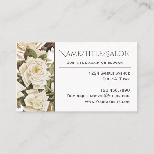  florale Rozen Visitekaartje (Achterkant)