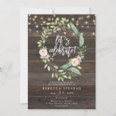 florale rustic lampjes vieren de verjaardag kaart (Voorkant)