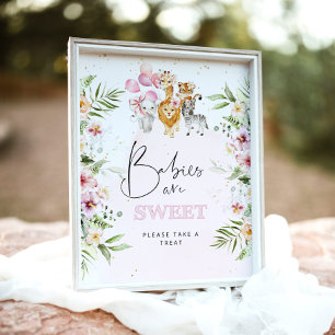 Florale safari's Babies zijn een zoet Poster