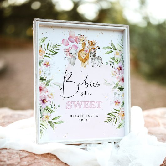 Florale safari's Babies zijn een zoet Poster