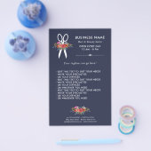 Florale schaar - Navy Blue Hair Salon Flyer (Enkel)
