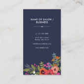 Florale schaar - Navy Blue Hair Stylist Visitekaartje (Achterkant)