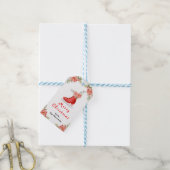 Florale Schaats Rode Kerstmis Cadeaulabel (Met Touw)