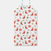 Florale Schaats Rode Kerstmis Cadeaulabel (Achterkant)