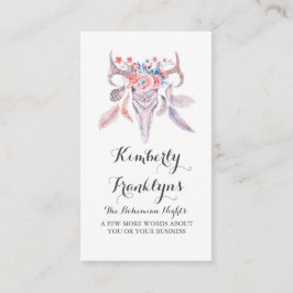 florale schedel boho waterverf visitekaartje