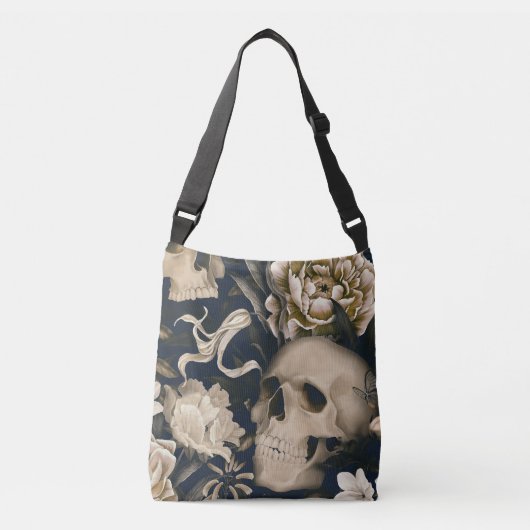 florale schedel crossbody tas (Voorkant)