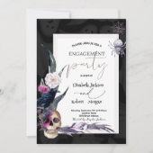 Florale Schedel Halloween Bruiloft  Kaart (Voorkant)