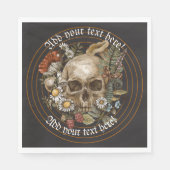 Florale schedel in gouden cirkelstaven Napkin Servet (Voorkant)