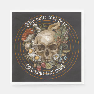 Florale schedel in gouden cirkelstaven Napkin Servet