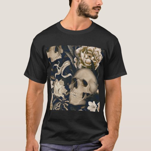 florale schedel t-shirt (Voorkant)