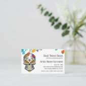 Florale schedel tattoo flash visitekaartje (Staand voorkant)