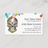 Florale schedel tattoo flash visitekaartje (Voorkant)