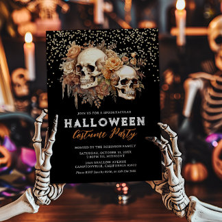 Florale Schedel Volwassenen Halloween Kostuumfeest Kaart