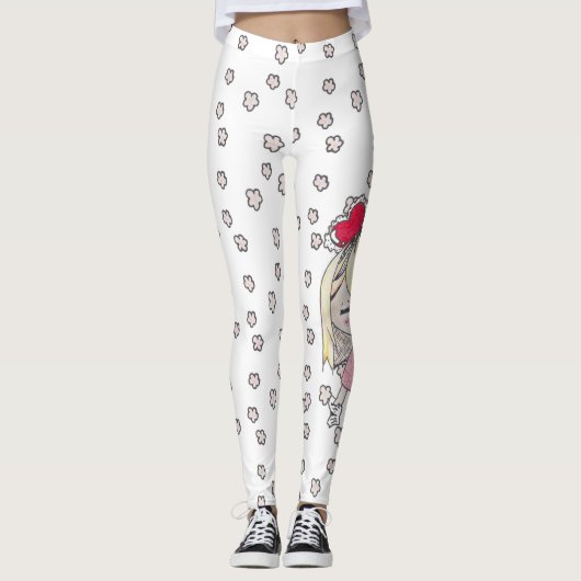 Florale schetsen en liefdeschibi met Valentijn Leggings (Voorkant)