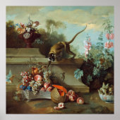 Florale schildering van buitenste aap poster (Voorkant)