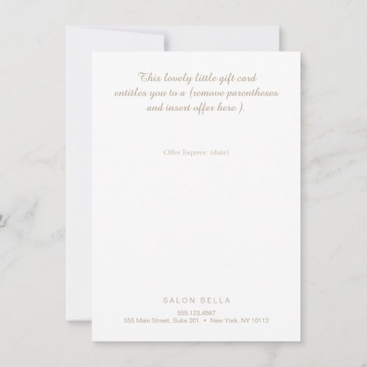 Florale schoonheidsmeisjes Salon en Spa Gift Certi (Achterkant)