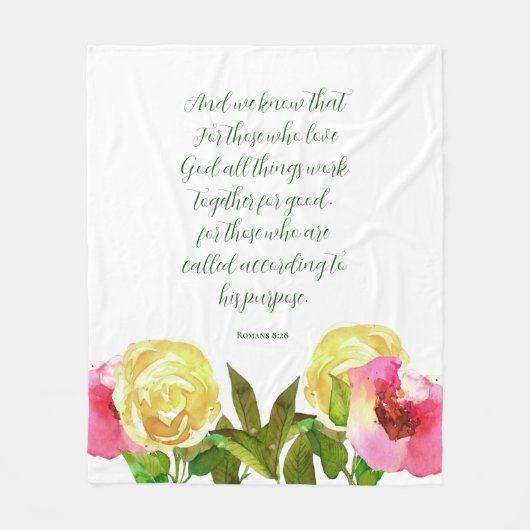 Florale Schrift Romeinen 8:28 Fleece Deken (Voorkant)