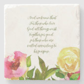 Florale Schrift Romeinen 8:28 Stenen Onderzetter (Voorkant)