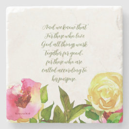 Florale Schrift Romeinen 8:28 Stenen Onderzetter