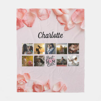 Florale Script Beste Moeder Ooit Foto Collage Fleece Deken